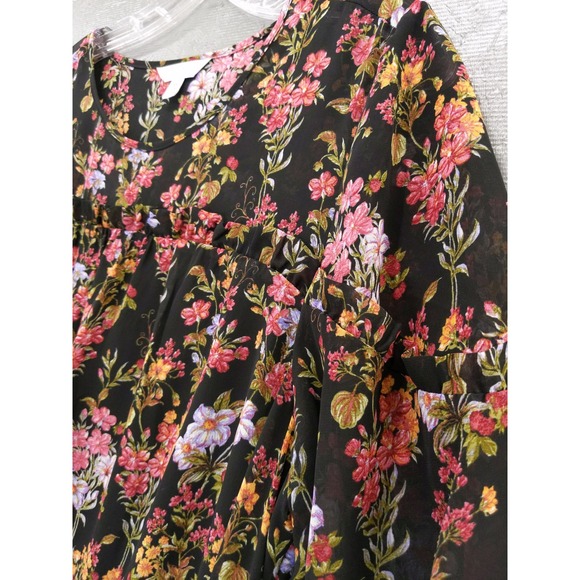 Time and Tru Floral Print Long Sleeve Casual Dress Tunic Ruffle Sz XXL - Picture 3 of 9